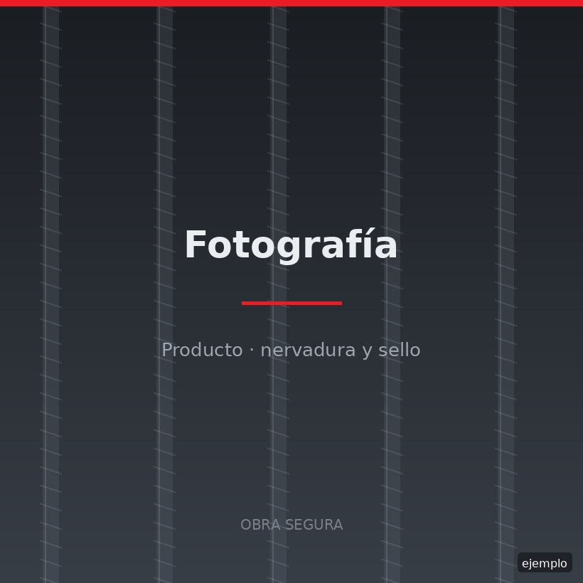 Fotografía de producto: nervadura y sello en relieve del acero certificado de Acerbrag